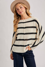 Load image into Gallery viewer, Daria Sheer Striped Oversize Knit Pullover