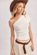 Load image into Gallery viewer, Delia Draped Knit Asymmetric One Shoulder Top