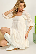 Load image into Gallery viewer, Evelyn Textured Peasant Sleeve Dress