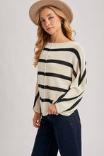 Load image into Gallery viewer, Daria Sheer Striped Oversize Knit Pullover