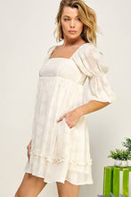 Load image into Gallery viewer, Evelyn Textured Peasant Sleeve Dress