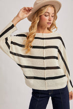 Load image into Gallery viewer, Daria Sheer Striped Oversize Knit Pullover