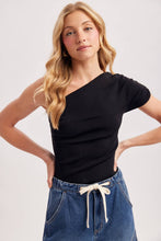 Load image into Gallery viewer, Delia Draped Knit Asymmetric One Shoulder Top