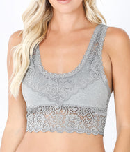Load image into Gallery viewer, Lace Seamless Back Bralette - Heathered Grey