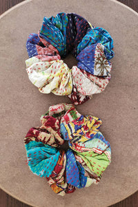 Silk Kantha Scrunchies - each