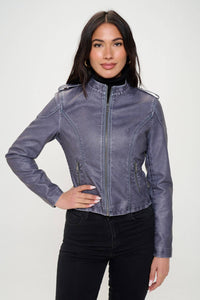 Abigail Racer Jacket in Blue Grey