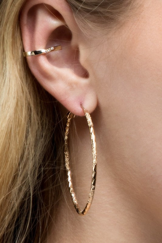 Marissa Textured Hoop Earrings - Gold