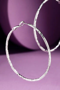 Marissa Textured Hoop Earrings - Silver