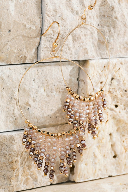 Lavinia Beaded Earrings-Mauve