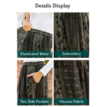 Load image into Gallery viewer, Crystal Embroidered Maxi Skirt With Side Pockets
