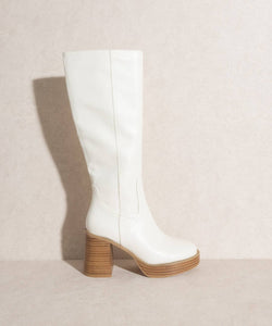 The Juniper White | Platform Knee-High Boots