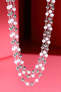 Ingrid Petite Pearl Beaded Necklace - Silver