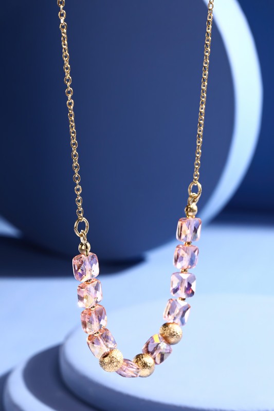 Lia Necklace - Pink Beads