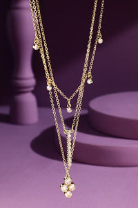 Lindsay Layered Crystal Necklace - Gold