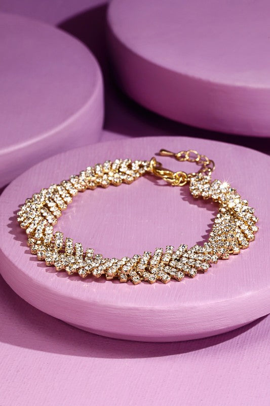 Katheryne Rhinestone Bracelet - Gold