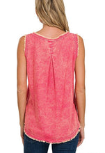 Load image into Gallery viewer, Vivi Frayed Linen Top in Magenta
