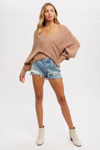 Elena Crossover Sweater in Caramel Latte