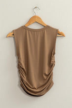 Load image into Gallery viewer, Dora Ruched Sleeveless Top in Mocha
