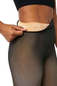 Women's Sheer Look Fleece Lined Pantyhose Tights: Nude