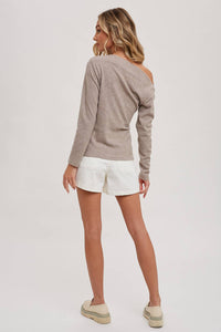 Jordyn Ruched One Shoulder Sweater in Cinnamon Dulce