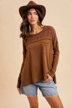 Load image into Gallery viewer, Emma Embroidered Long Sleeve Tee in Chocolate

