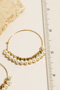 Pearl Beaded Hoop - Silver