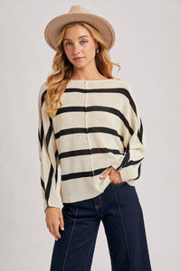Daria Sheer Striped Oversize Knit Pullover
