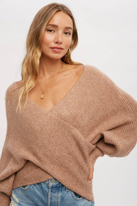 Elena Crossover Sweater in Caramel Latte