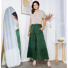 Load image into Gallery viewer, Basil Embroidered Patchwork Pants With Smocked Waist
