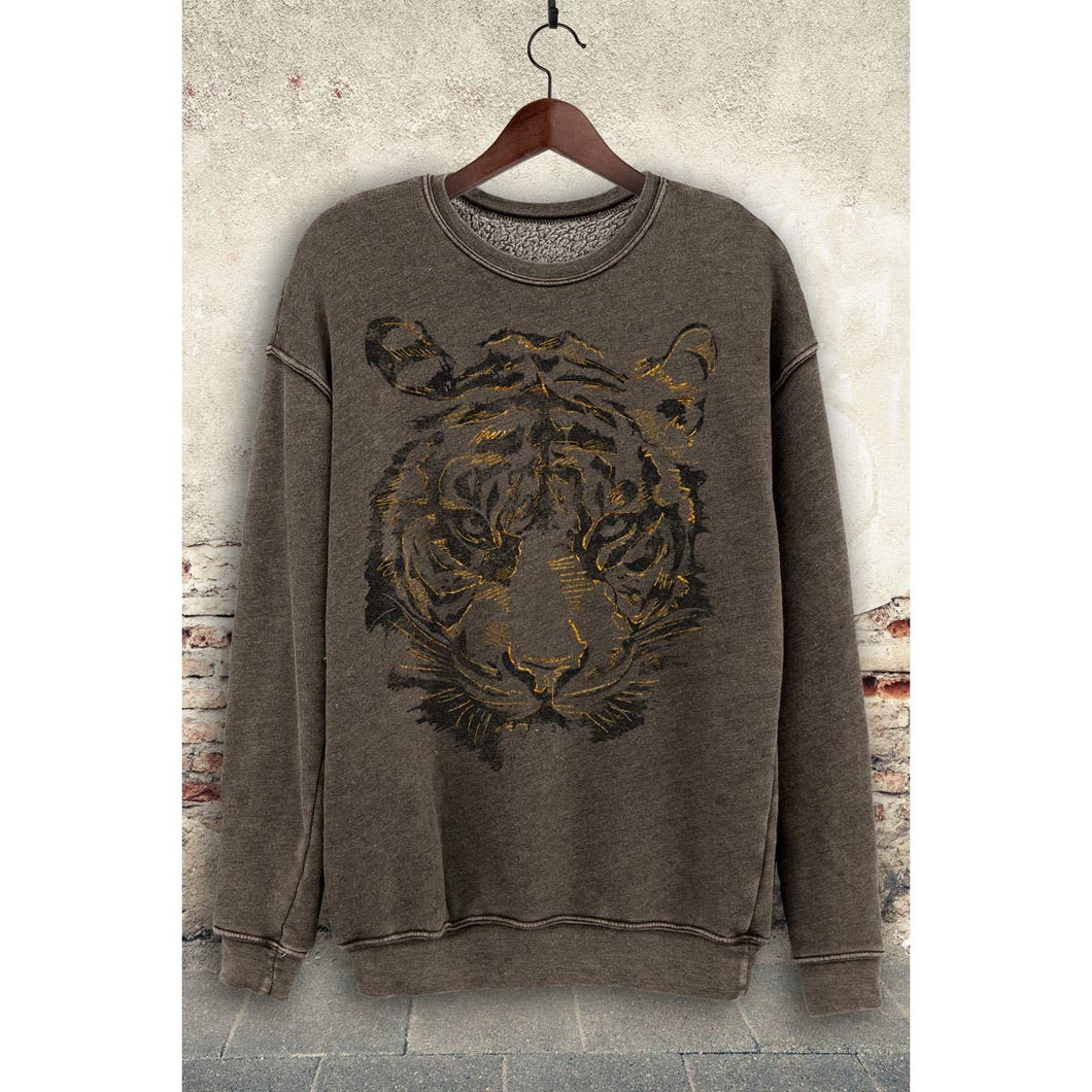 Vintage Tiger Sweatshirt with Gold Foil