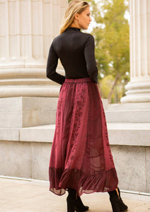 Crystal Embroidered Maxi Skirt With Side Pockets