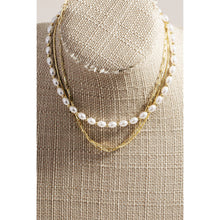 Load image into Gallery viewer, Gold Dipped Pearl Beaded Layered Chains Necklace: Gold
