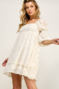 Evelyn Textured Peasant Sleeve Dress