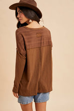 Load image into Gallery viewer, Emma Embroidered Long Sleeve Tee in Chocolate
