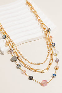 Layered Rhinestone And Chains Necklace