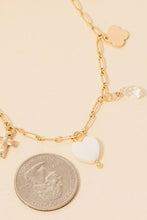 Load image into Gallery viewer, Mother Of Pearl Clover And Heart  Charms Chain Necklace
