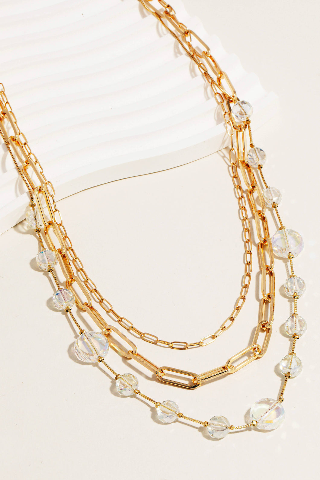 Layered Rhinestone And Chains Necklace