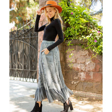 Load image into Gallery viewer, Crystal Embroidered Maxi Skirt With Side Pockets
