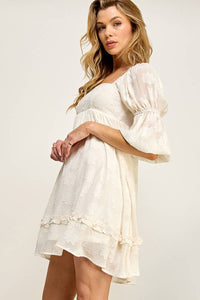 Evelyn Textured Peasant Sleeve Dress