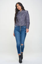 Load image into Gallery viewer, Abigail Racer Jacket in Blue Grey
