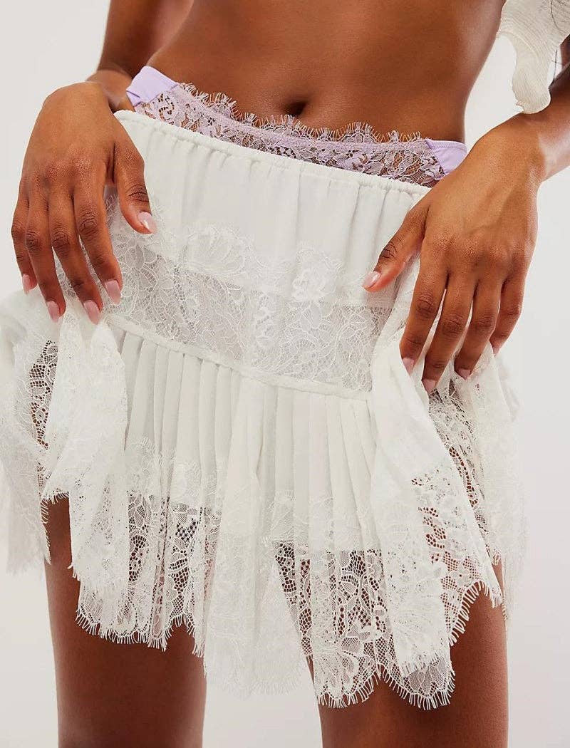 The Viral Lace Skirt - White