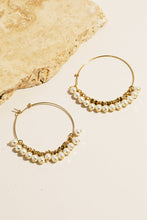 Load image into Gallery viewer, Pearl Beaded Hoop - Silver
