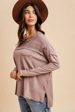 Load image into Gallery viewer, Emma Embroidered Long Sleeve Tee in Mauve
