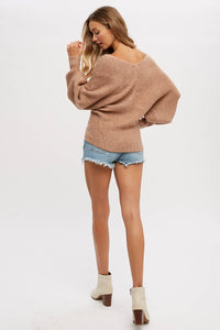 Elena Crossover Sweater in Caramel Latte