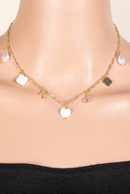 Load image into Gallery viewer, Mother Of Pearl Clover And Heart  Charms Chain Necklace
