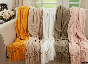 Knotted Chenille Throw: Blush / 50"x60"