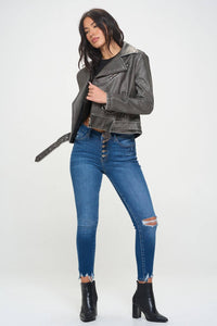 Izzy Biker Jacket in Charcoal