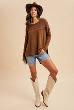 Load image into Gallery viewer, Emma Embroidered Long Sleeve Tee in Chocolate
