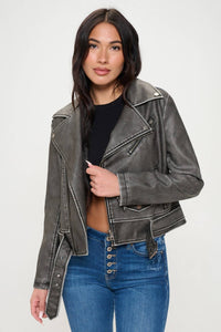 Izzy Biker Jacket in Charcoal