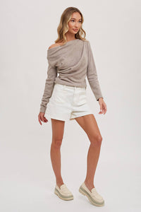 Jordyn Ruched One Shoulder Sweater in Cinnamon Dulce